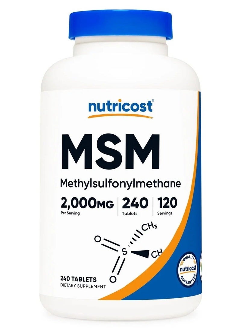 Nutricost MSM Tablets (MethylSulfonylMethane) 2000 mg Per Serving, 120 Servings, 240 Tablets - Non-GMO and Gluten Free - Image 1